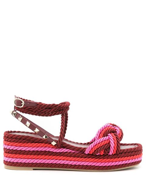 Valentino Garavani rope-detail platform-sole sandals - Red - zdjęcie produktu nr 1