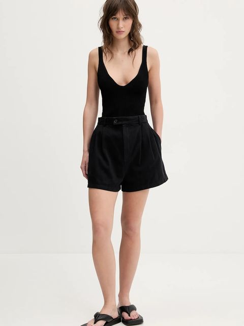 Filippa K szorty bawełniane damskie kolor czarny gładkie high waist 31368 - zdjęcie produktu nr 2