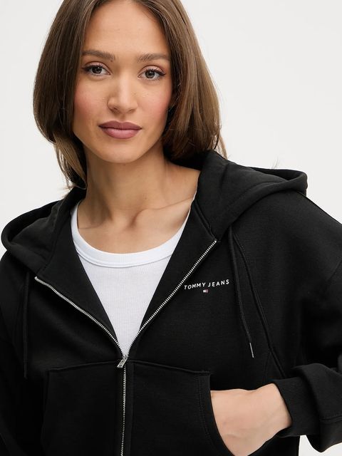 Tommy Jeans bluza damska kolor czarny z kapturem gładka DW0DW21163 - zdjęcie produktu nr 2