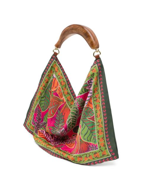 FARM Rio wooden handle print tote bag - Green - zdjęcie produktu nr 2
