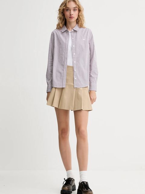 Levi's koszula bawełniana damska kolor brązowy regular z kołnierzykiem klasycznym 34574