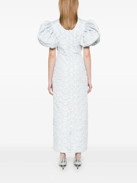 ROTATE BIRGER CHRISTENSEN jacquard puffy midi dress - Blue