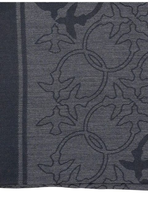 PINKO birds-pattern fringed-edges scarf - Black