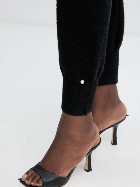 Twinset spodnie dresowe z domieszką wełny damskie kolor czarny gładkie 252LL3EBB - zdjęcie produktu nr 2