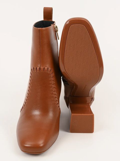 Karl Lagerfeld botki skórzane ASTRA NOVA damskie kolor brązowy na słupku KL33142