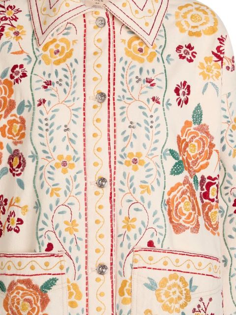 Free People floral-embroidered denim jacket - Neutrals - zdjęcie produktu nr 2