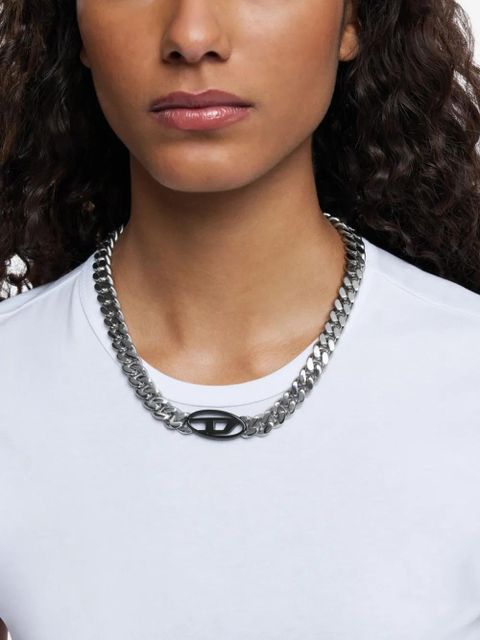 Diesel curb-chain logo necklace - Grey