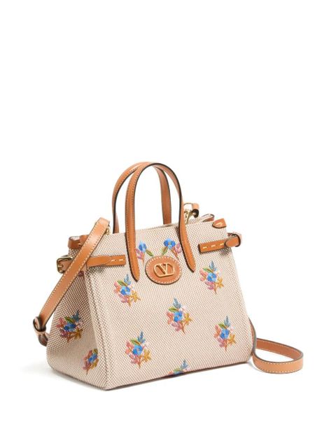 Valentino Garavani Antibes floral embroidered canvas shoulder bag - Neutrals - zdjęcie produktu nr 2