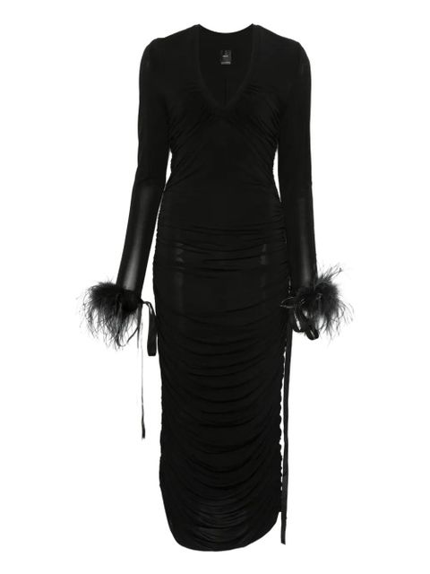 PINKO feather-trim midi dress - Black - zdjęcie produktu nr 1