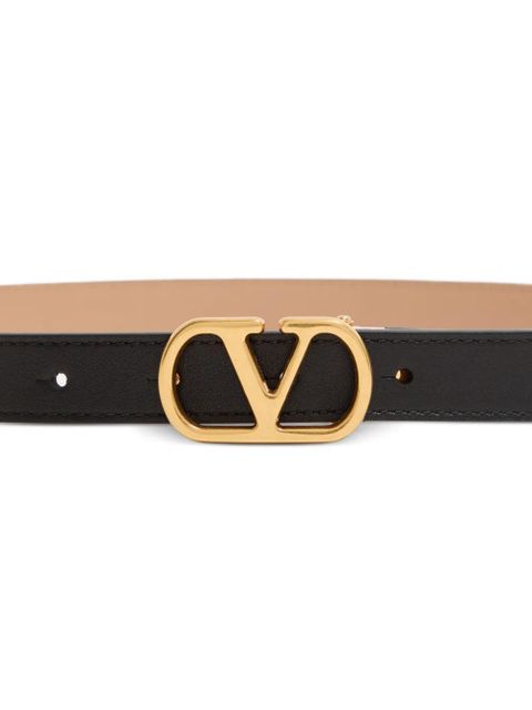 Valentino Garavani Reversible Vlogo Signature belt in glossy calfskin 20 mm - Black