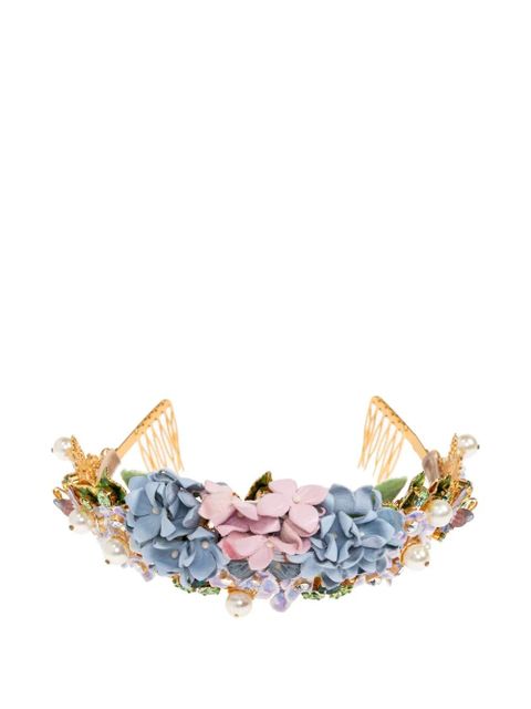 Dolce & Gabbana floral-embellished headband - Blue