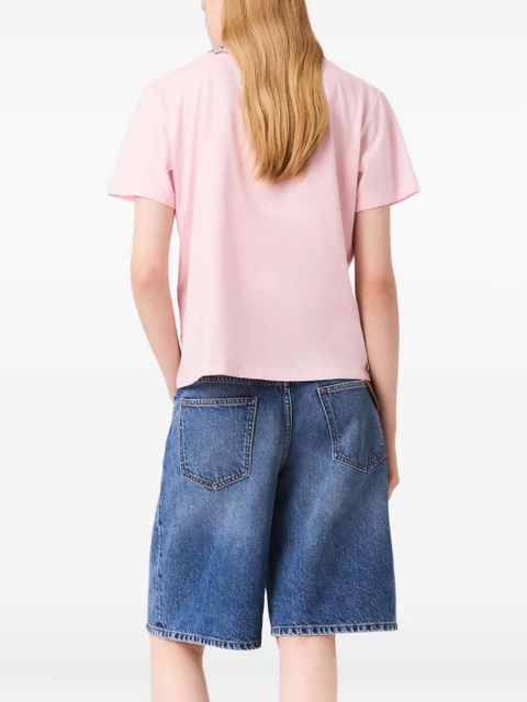 Maje short-sleeve jewel neck T-shirt - Pink