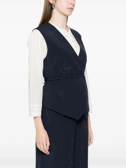 TWINSET embroidered-floral waistcoat - Blue