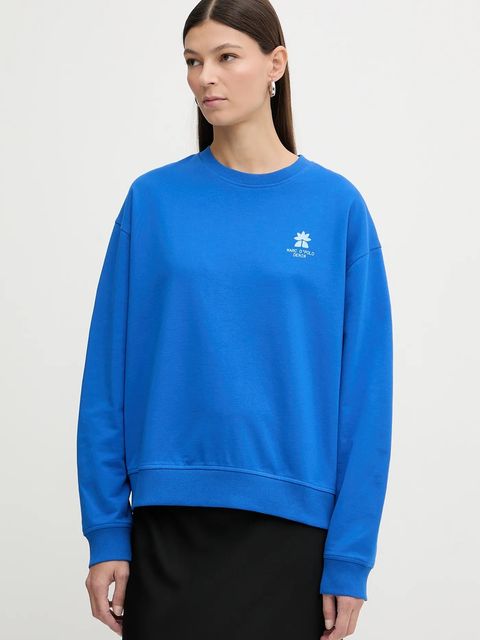 Marc O'Polo bluza bawełniana damska kolor niebieski z nadrukiem 5000009350