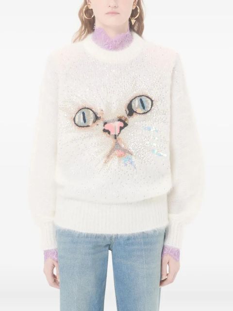 Valentino Garavani sequin-embellished crew-neck sweater - Neutrals