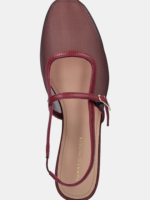 Tommy Hilfiger baleriny MESH ROUND HEEL BALLERINA kolor bordowy z odkrytą piętą FW0FW08962