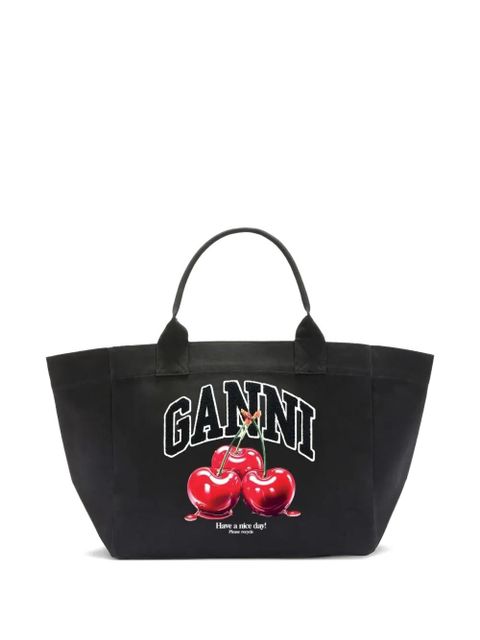 GANNI XXL cherry logo tote bag - Black - zdjęcie produktu nr 1