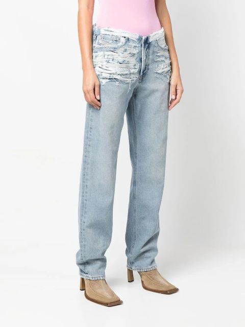 Diesel mid-rise ripped-detail jeans - Blue
