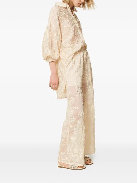 TWINSET embroidery palazzo pants - Neutrals