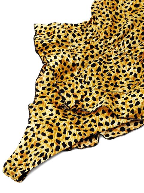 Versace leopard-print ruffled bodysuit - Yellow