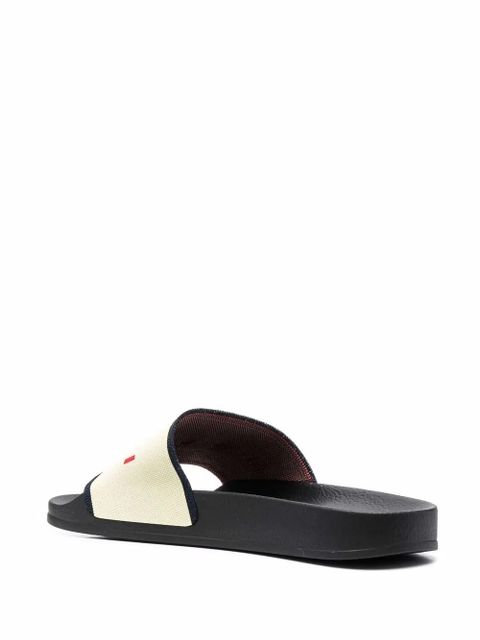 Marni logo print strap slides - Neutrals