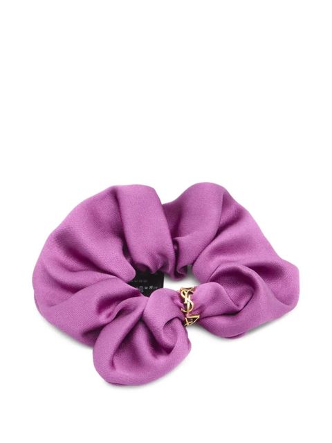 Saint Laurent twisted cassandre ring-detail silk scrunchie - Purple - zdjęcie produktu nr 1