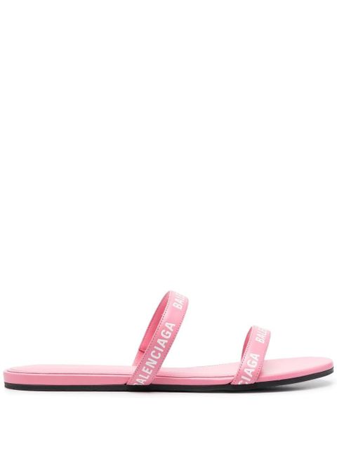 Balenciaga double logo-strap slides - Pink - zdjęcie produktu nr 1