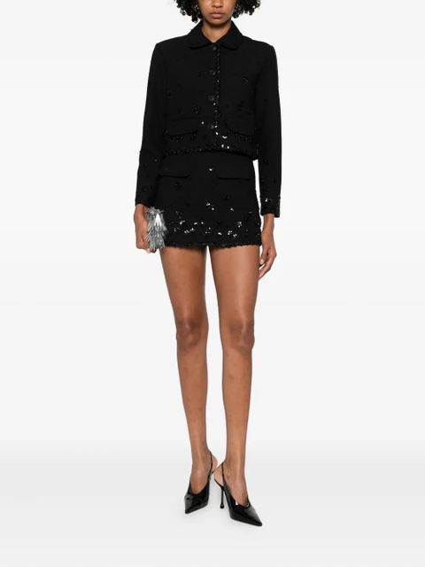 Maje sequin-embellished flap-pocket skirt - Black