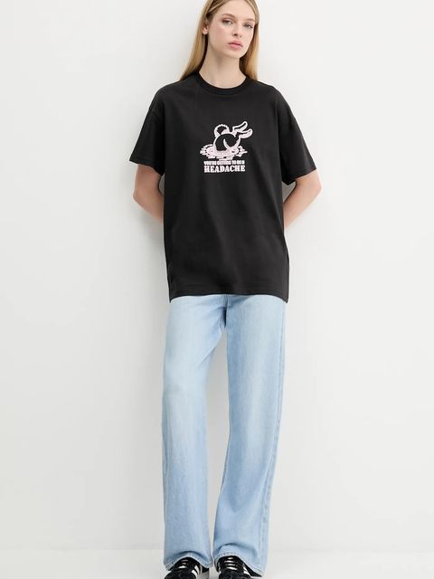 Vans t-shirt bawełniany damski kolor czarny VN000RCDBLK1