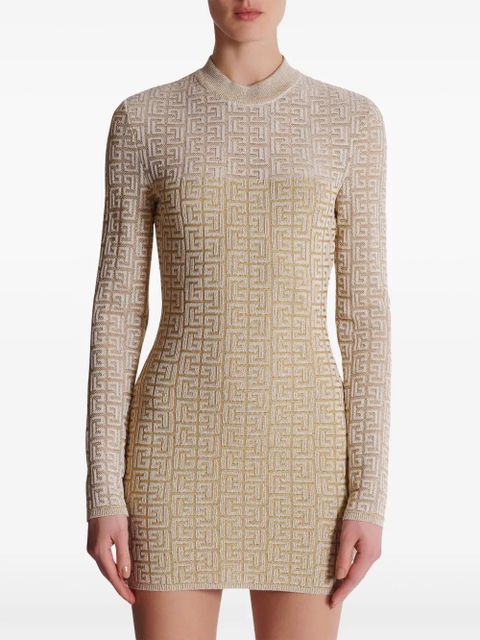 Balmain PB Labyrinth-jacquard knit dress - Neutrals