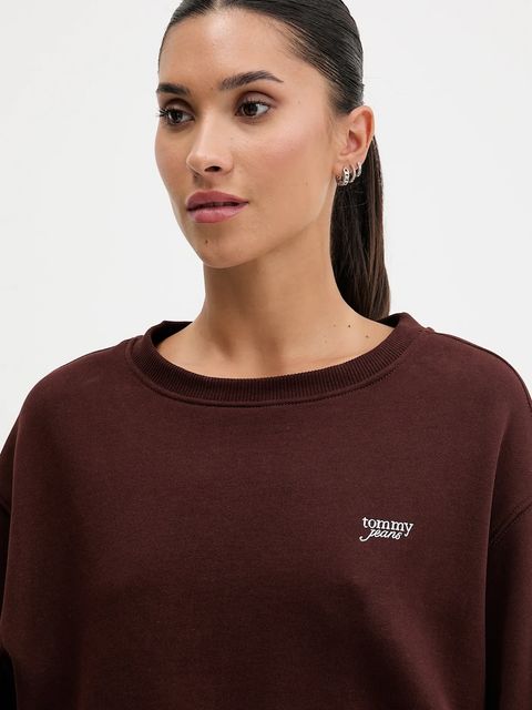 Tommy Jeans bluza damska kolor brązowy gładka DW0DW21961