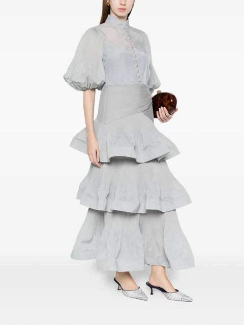 ZIMMERMANN pleated tired midi skirt - Blue - zdjęcie produktu nr 2