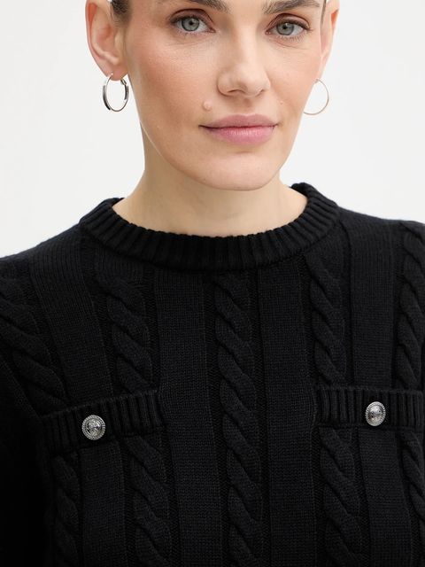 Guess sukienka z dodatkiem wełny ELSA kolor czarny mini prosta W5BK46 Z1192