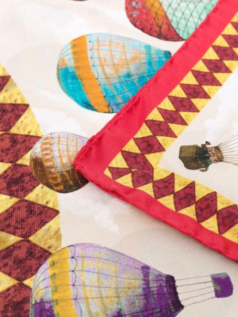 Aspinal Of London air balloon silk scarf - Red