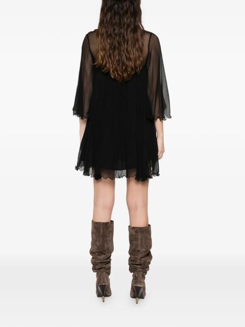 Chloé tie-detail ruffled mini dress - Black