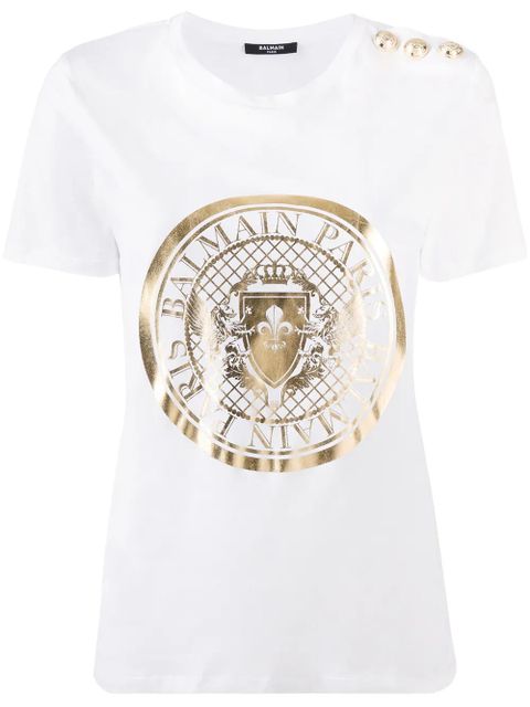 Balmain logo print T-shirt - White