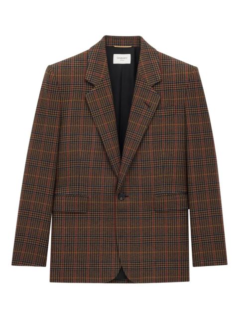 Saint Laurent checked single-breasted wool blazer - Brown - zdjęcie produktu nr 1
