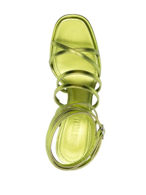 Paris Texas Melena 135mm metallic platform sandals - Green