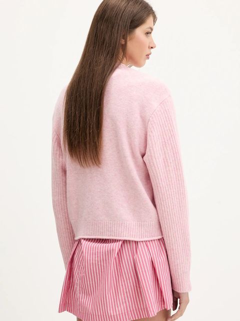 Tommy Jeans sweter z dodatkiem wełny damski kolor różowy lekki DW0DW21782