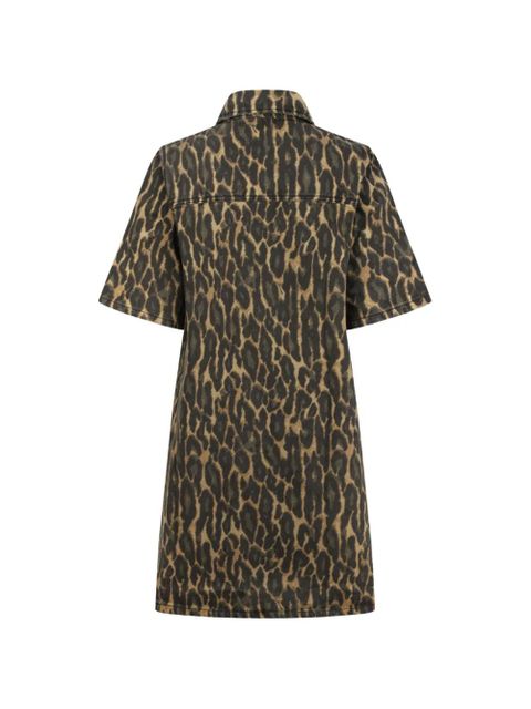 GANNI leopard button dress - Green