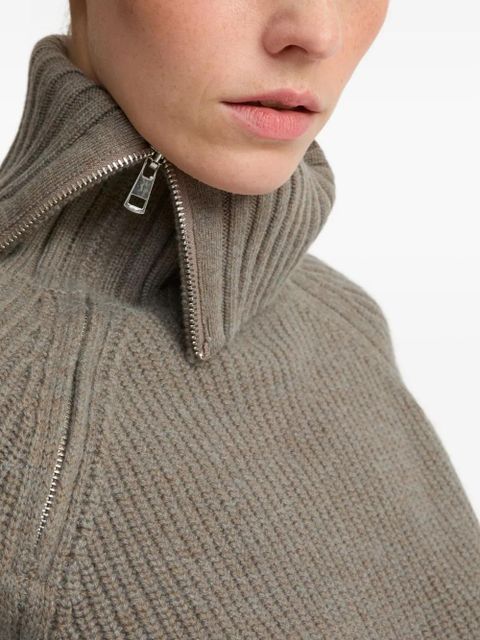 Yves Salomon zip-neck ribbed sweater - Grey