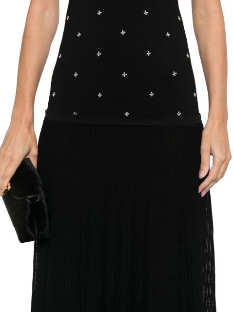 SANDRO floral-embellishment knitted maxi dress - Black