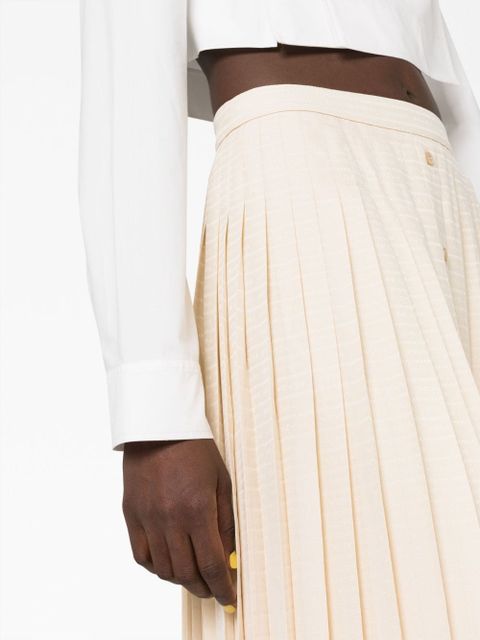 Prada logo-jacquard silk pleated skirt - Neutrals