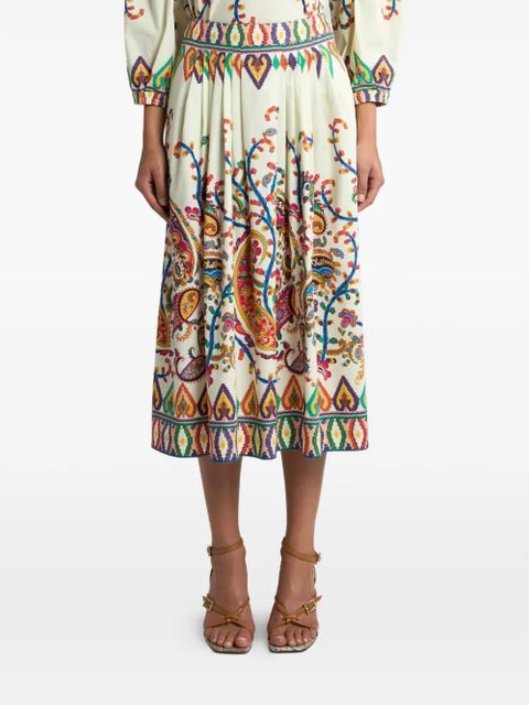 ETRO floral paisley-print pleated midi skirt - Neutrals - zdjęcie produktu nr 1