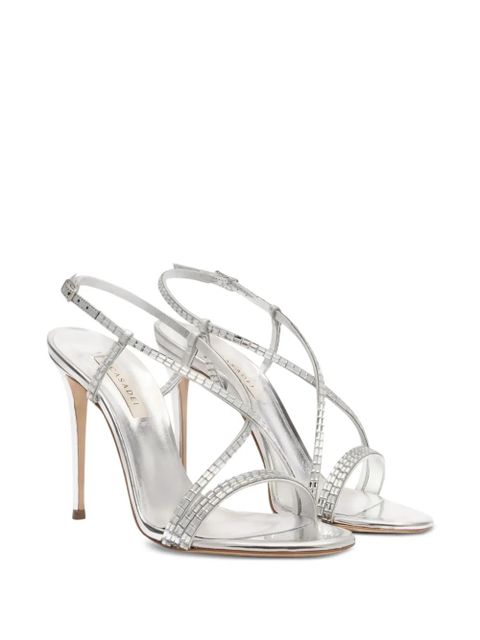 Casadei 100mm Julia crystal-embellished slingback sandals - Grey