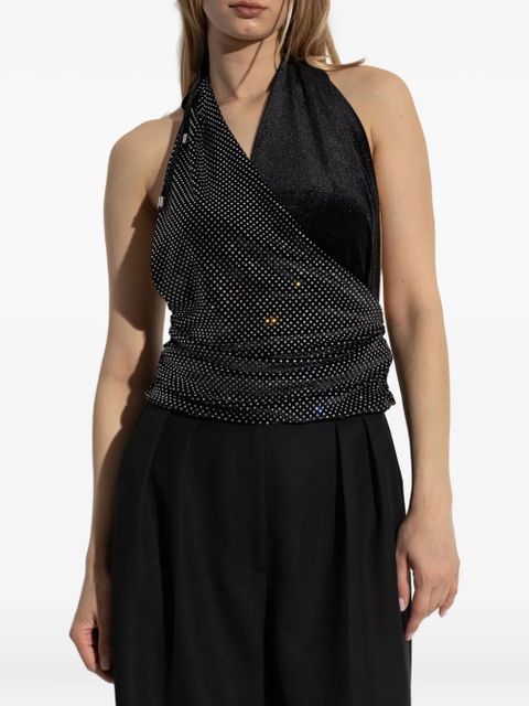 Balmain crystal-embellished halterneck top - Black
