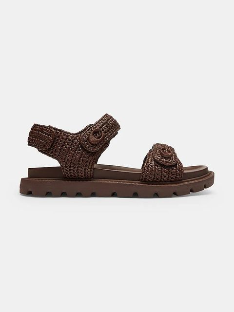 Coach sandały na płaskim obcasie damskie skórzane Brynn Raffia Sandal - zdjęcie produktu nr 2