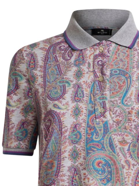 ETRO leafy paisley-motif cotton polo top - Grey - zdjęcie produktu nr 2