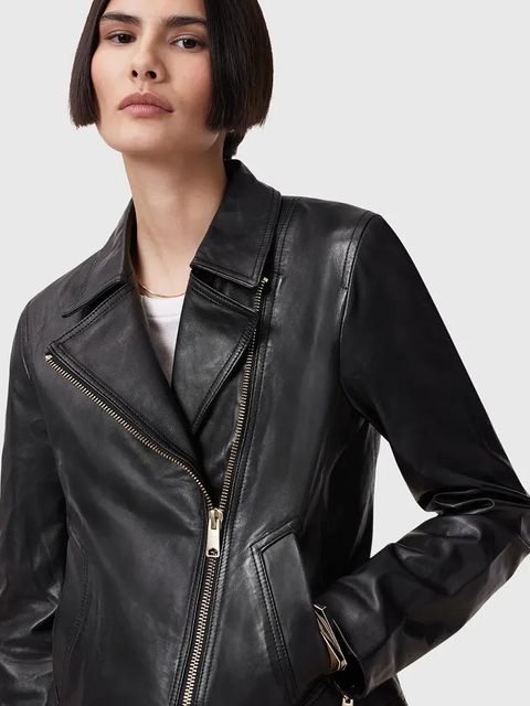 AllSaints kurtka skórzana VELA kolor czarny przejściowa W089LB - zdjęcie produktu nr 2