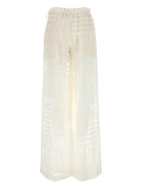 FENDI lace-panel trousers - White